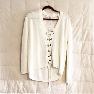 NWT White Lace Front Miracle Sweater